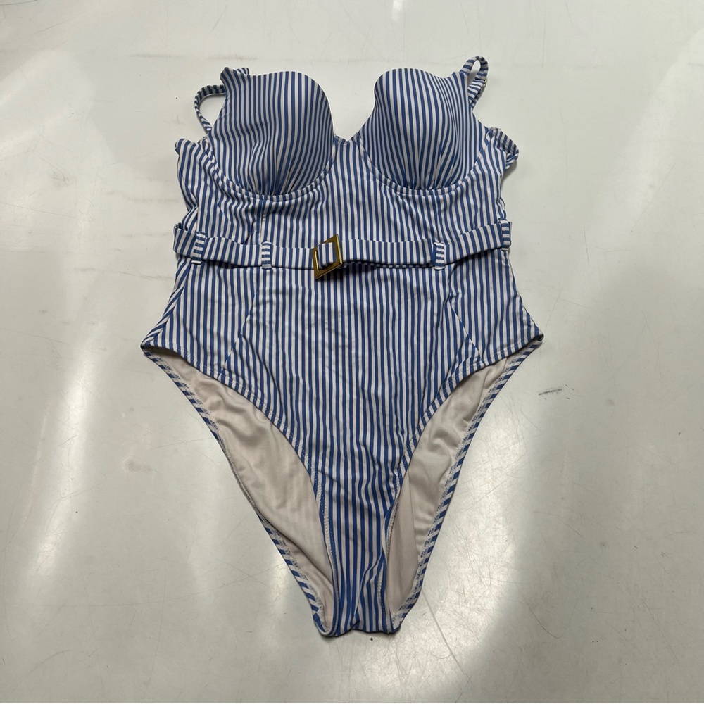 weworewhat women’s blue white striped swimsuit one piece XL L116-13 - Picture 2 of 6